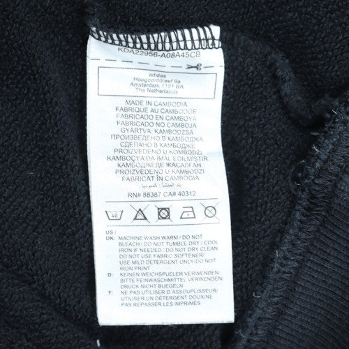 Adidas Men's Black XL Pullover Hoodie with Logo and Pockets