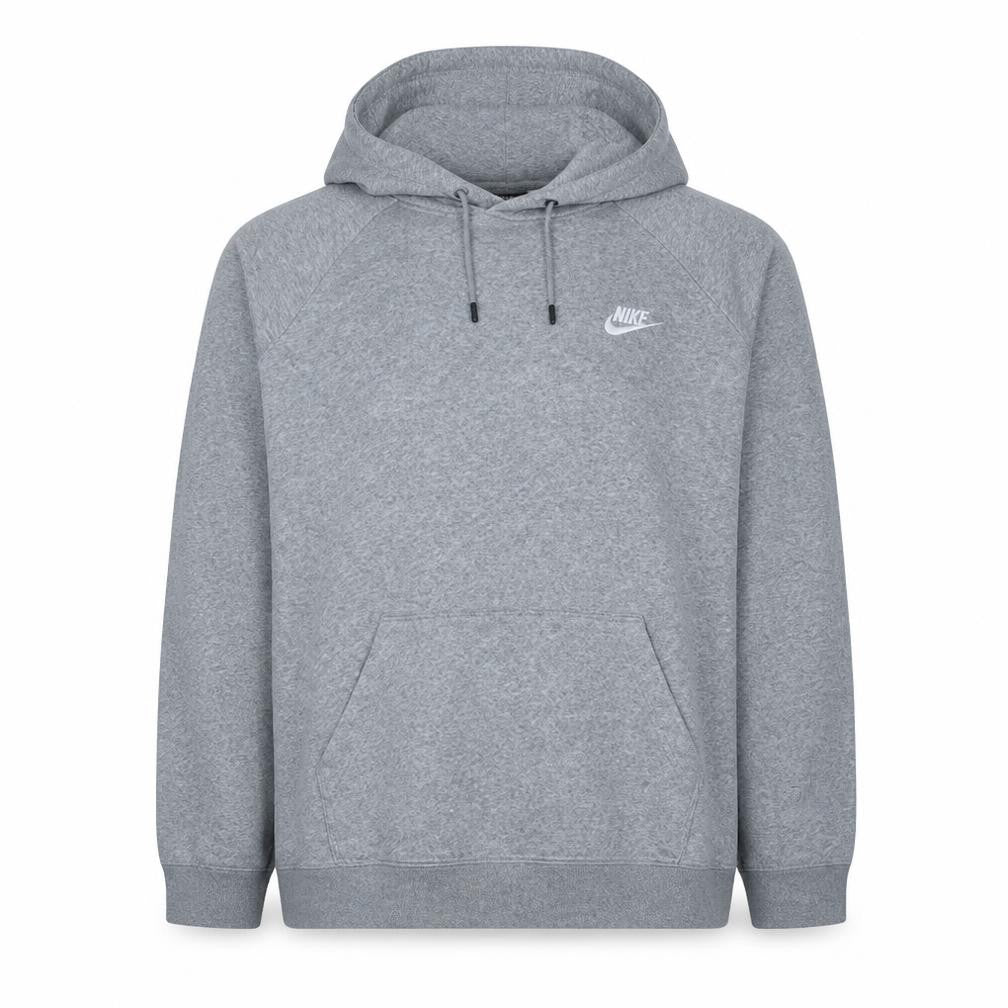 Front view of Nike Men's Grey XL Pullover Hoodie with Logo and Kangaroo Pocket
