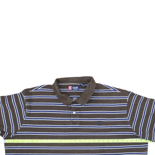 Chaps Men's Brown Striped Cotton Polo Shirt Size 4XLT
