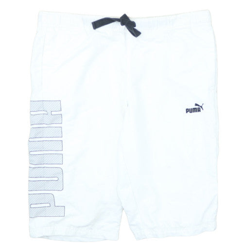 Puma Men’s White Sweat Shorts M Elastic Waist Casual Sportswear