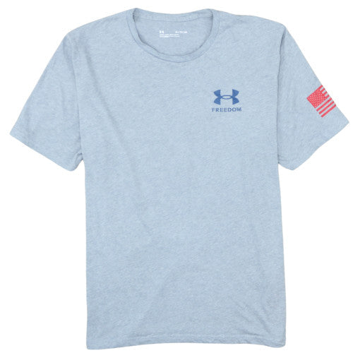 Under Armour Men's Grey Freedom Graphic T-Shirt XL Loose Fit Cotton Blend