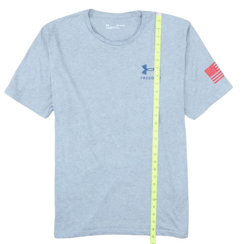 Under Armour Men's Grey Freedom Graphic T-Shirt XL Loose Fit Cotton Blend