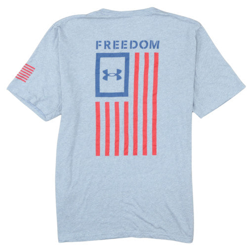 Under Armour Men's Grey Freedom Graphic T-Shirt XL Loose Fit Cotton Blend