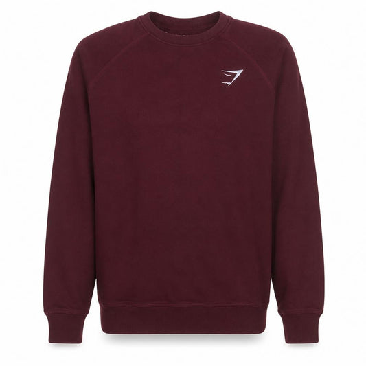 Front view of Gymshark Men's Red Crew Neck Pullover Sweatshirt, size S