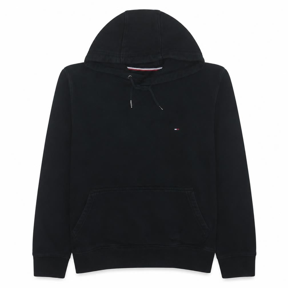 Front view of Tommy Hilfiger Women's Black Medium Pullover Hoodie