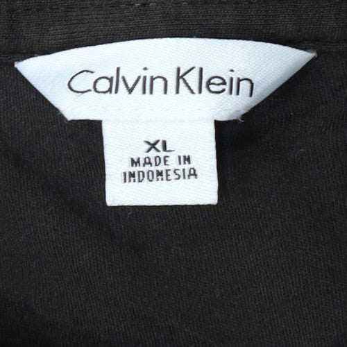 Calvin Klein Men's Black Cotton Polo Shirt XL Regular Fit
