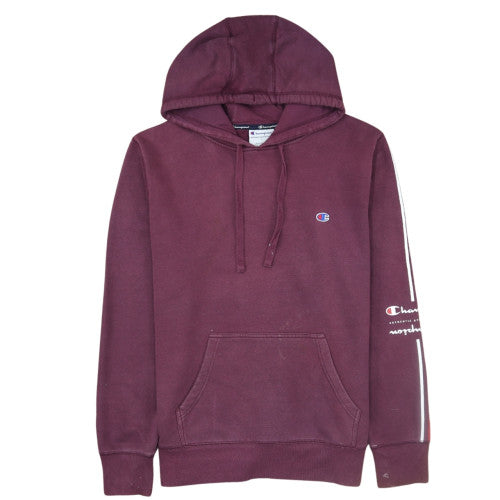 Champion Men's Burgundy Hoodie L Pullover Athletic Logo Cotton Blend