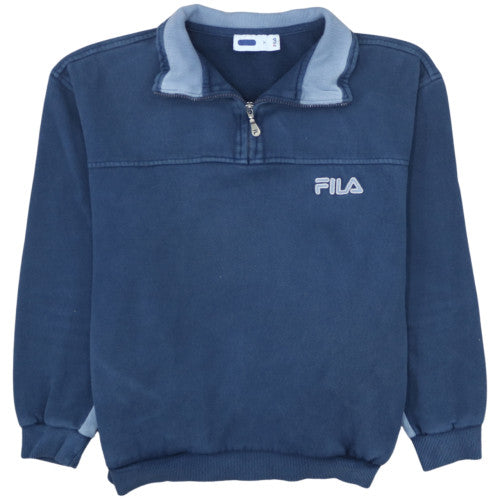 FILA Men's Blue 1/4 Zip Fleece Sweatshirt Size M