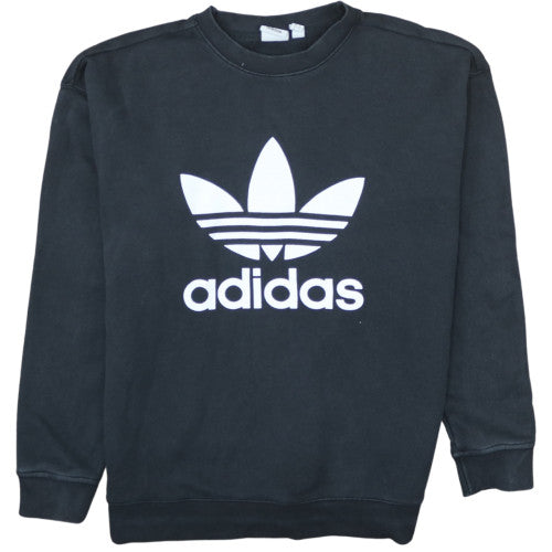 Adidas Womens Black Cotton Crew Neck Pullover Sweatshirt UK 12