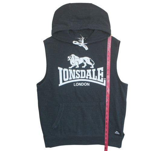 Lonsdale Men's Black Sleeveless Hoodie Vest M Logo Sportswear