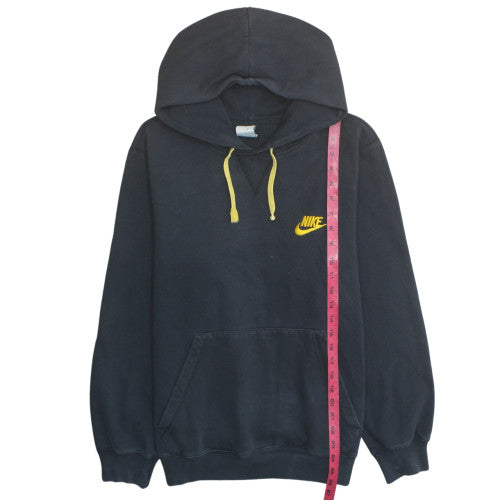 Nike Men's Black Pullover Hoodie M Yellow Logo Classic Sportswear