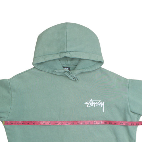 Stussy Men Green Pullover Hoodie Sweatshirt M Regular Fit Logo