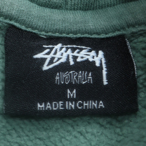 Stussy Men Green Pullover Hoodie Sweatshirt M Regular Fit Logo