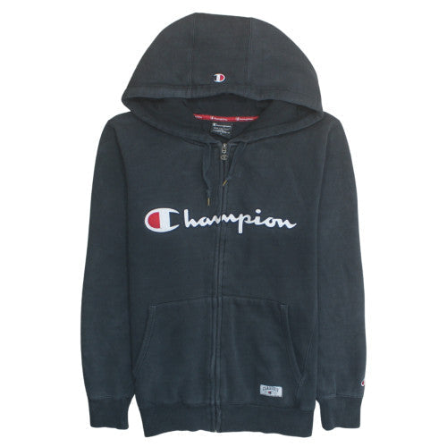 Champion Mens Black Full Zip Hoodie M Regular Fleece Sportswear