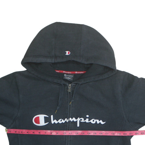 Champion Mens Black Full Zip Hoodie M Regular Fleece Sportswear