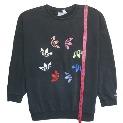 Adidas Womens Black Multicolour Logo Sweatshirt Size 8 Pullover