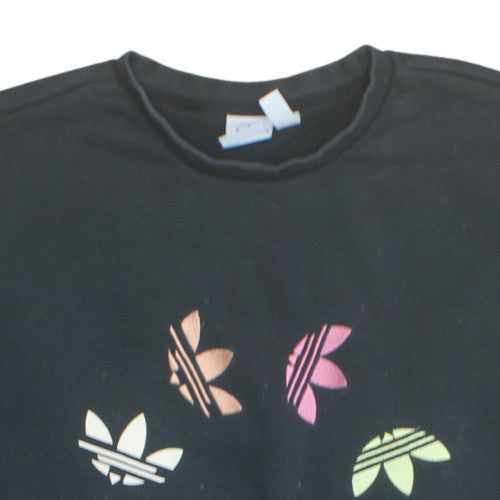 Adidas Womens Black Multicolour Logo Sweatshirt Size 8 Pullover