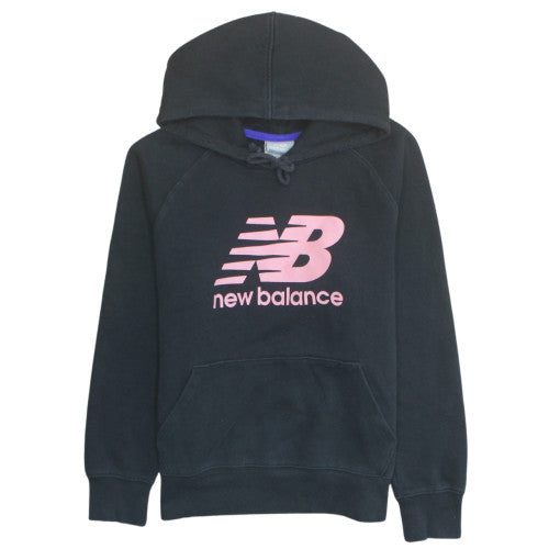New Balance Women's Black Pullover Hoodie L Cotton Blend Logo Print