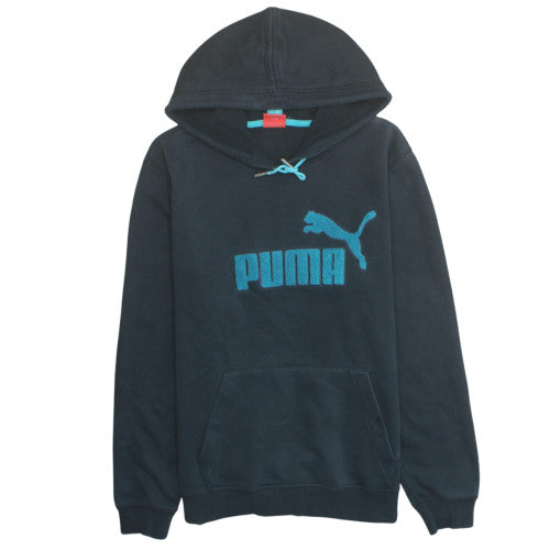 Puma Womens Black Pullover Hoodie M Cotton Blend Logo Hooded Sweatshirt