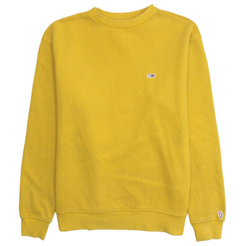 Tommy Jeans Womens Yellow Crew Neck Pullover Sweatshirt Size S