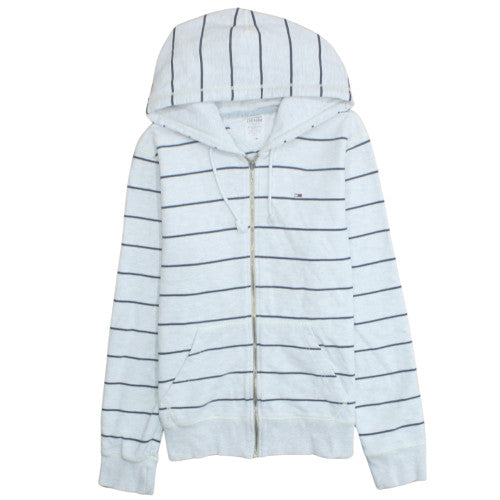 Tommy Hilfiger Men’s White Striped Full Zip Hoodie Medium