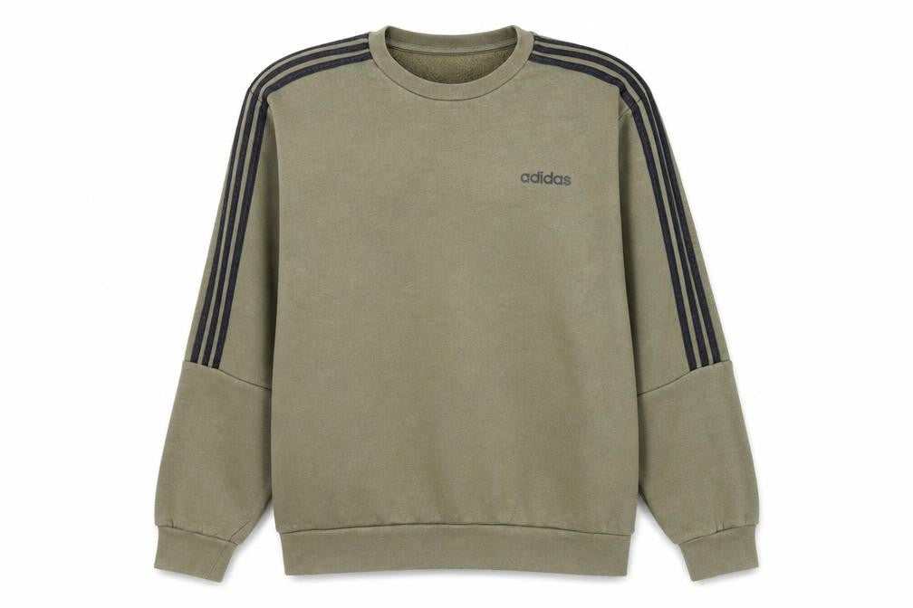 Front view of Adidas Men's Green Pullover Sweatshirt Medium Crew Neck