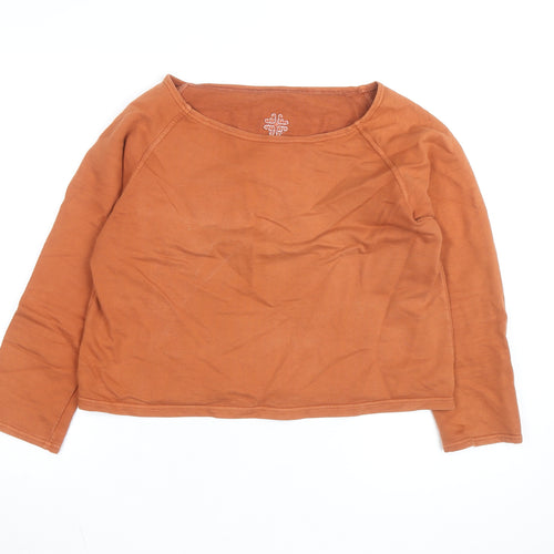 Gossypium Women’s Brown Organic Cotton Long Sleeve Pullover Sweatshirt Size 14