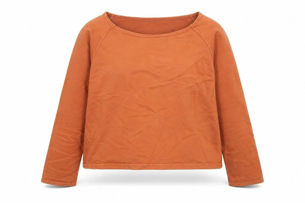 Front view of Gossypium Women’s Brown Organic Cotton Long Sleeve Pullover Sweatshirt, size UK 14