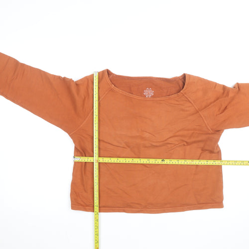 Gossypium Women’s Brown Organic Cotton Long Sleeve Pullover Sweatshirt Size 14