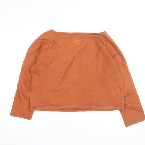 Gossypium Women’s Brown Organic Cotton Long Sleeve Pullover Sweatshirt Size 14