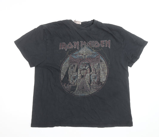 H&M Men’s Black Iron Maiden Graphic Band T-Shirt Size L