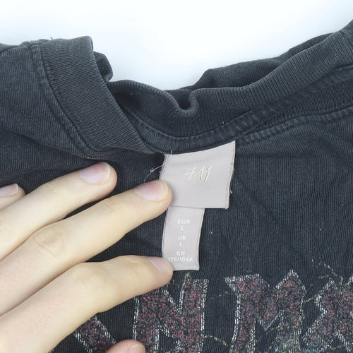 H&M Men’s Black Iron Maiden Graphic Band T-Shirt Size L