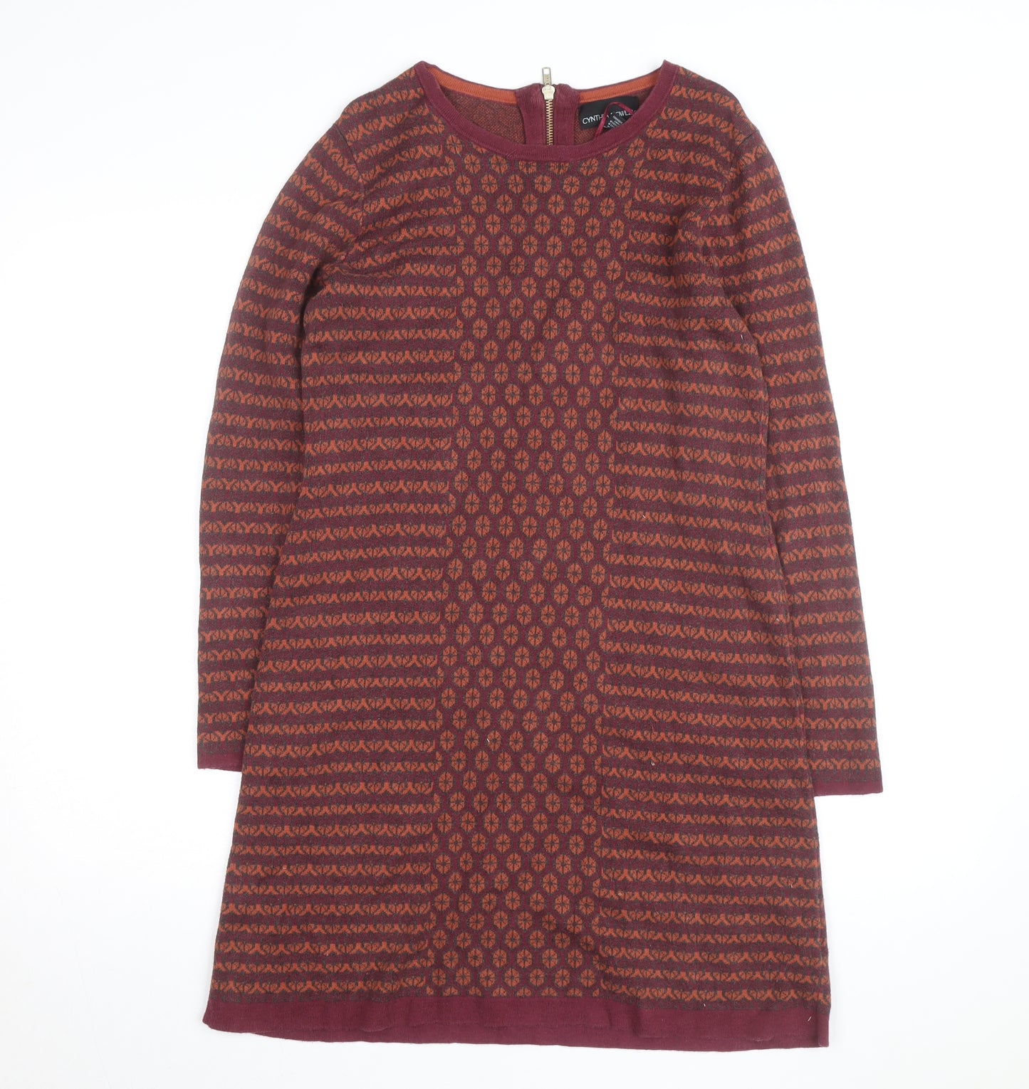 Cynthia Rowley Women's Red Geometric Knit Shift Dress Size M