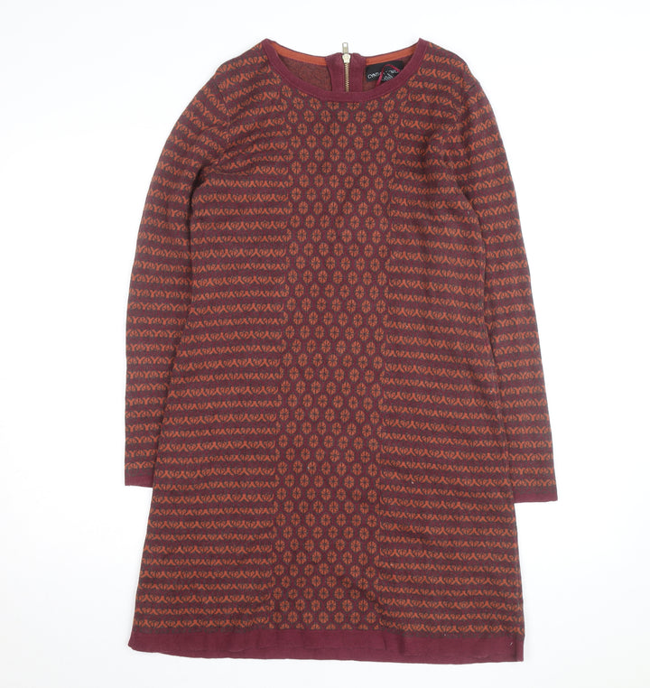 Cynthia Rowley Women's Red Geometric Knit Shift Dress Size M