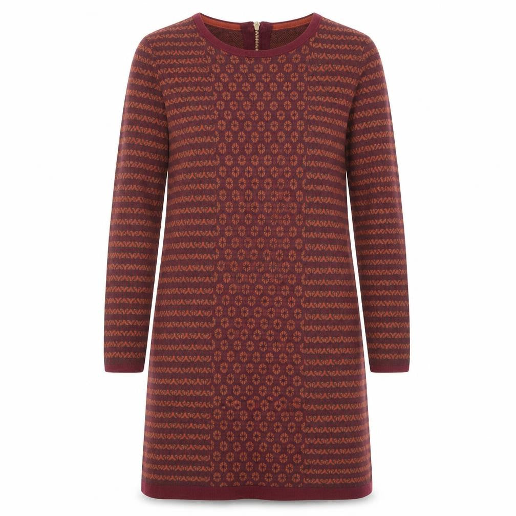 Front view of Cynthia Rowley Women's Red Geometric Knit Shift Dress, size M