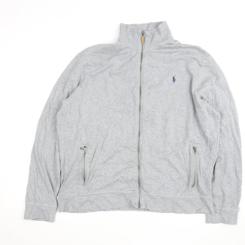 Ralph Lauren Men's Grey XL Track Jacket Full Zip Cotton Estate Rib