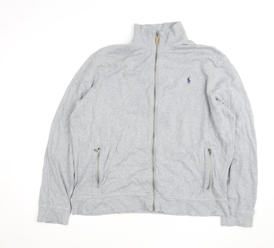 Ralph Lauren Men's Grey XL Track Jacket Full Zip Cotton Estate Rib