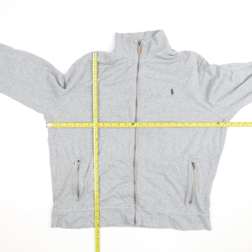 Ralph Lauren Men's Grey XL Track Jacket Full Zip Cotton Estate Rib