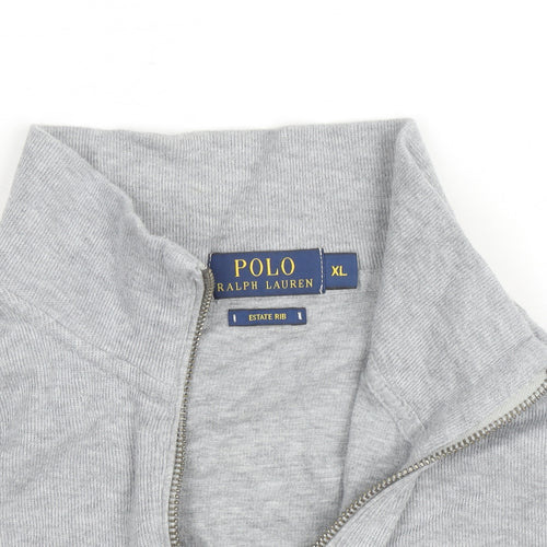 Ralph Lauren Men's Grey XL Track Jacket Full Zip Cotton Estate Rib