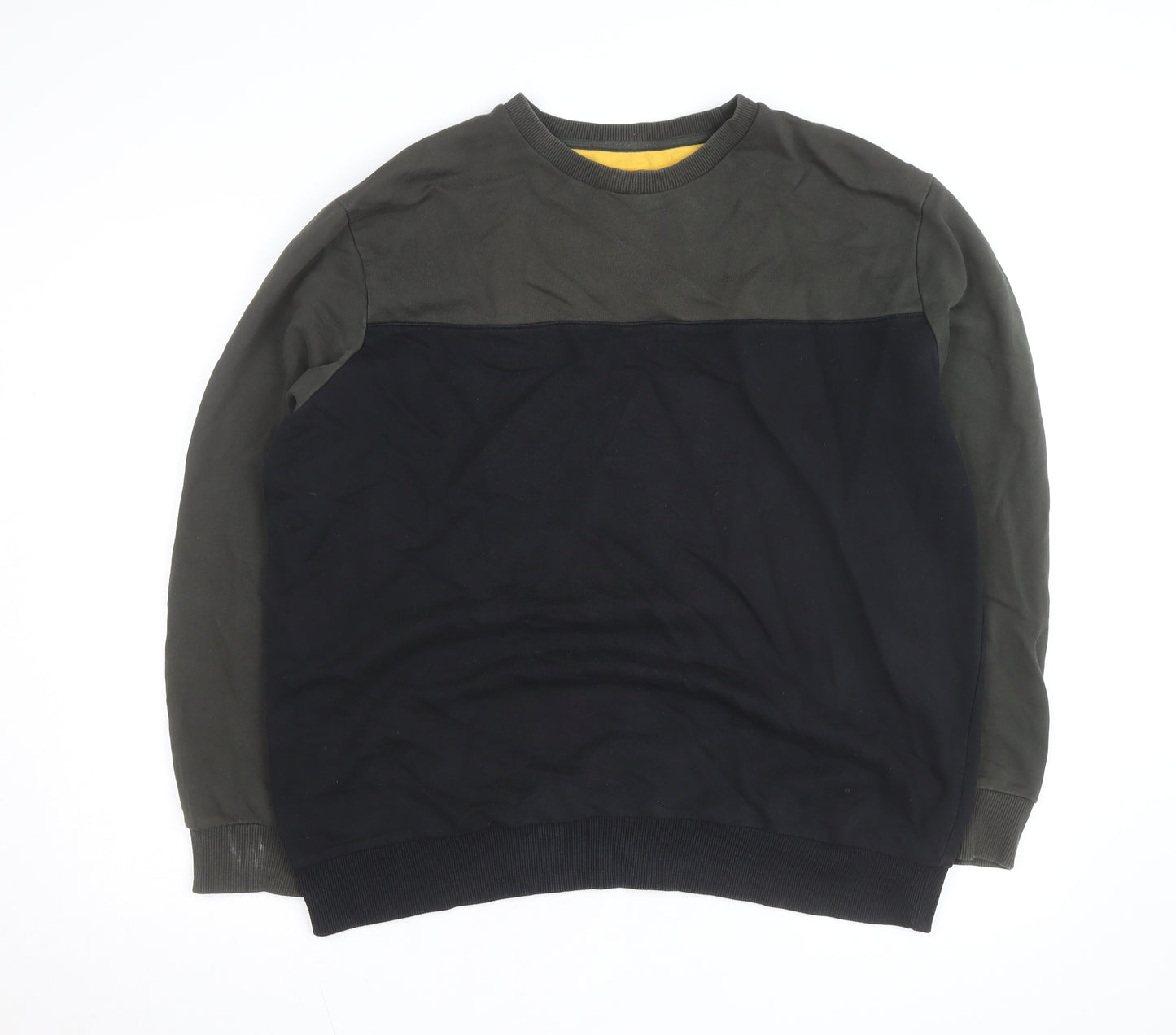 KAFT Mens Green and Black XL Crew Neck Cotton Sweatshirt