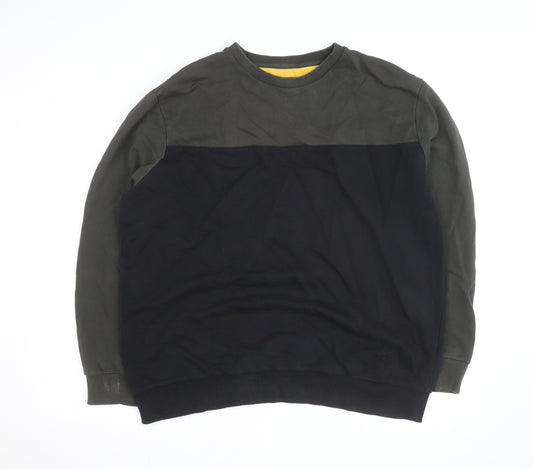 KAFT Mens Green and Black XL Crew Neck Cotton Sweatshirt