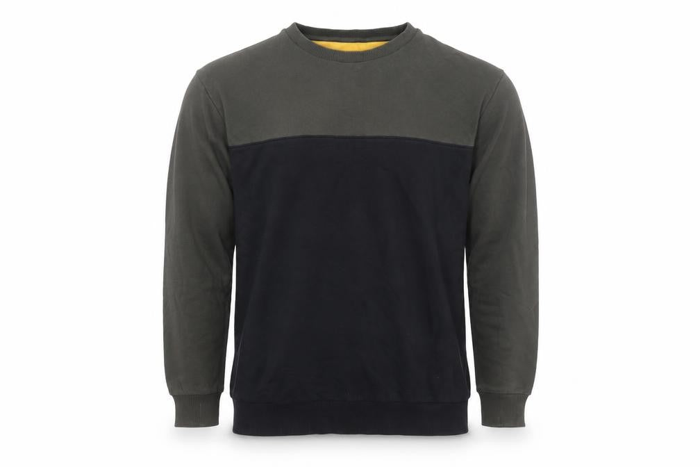 Front view of KAFT men’s green and black xl crew neck cotton sweatshirt