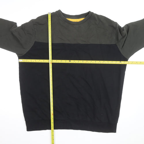 KAFT Mens Green and Black XL Crew Neck Cotton Sweatshirt