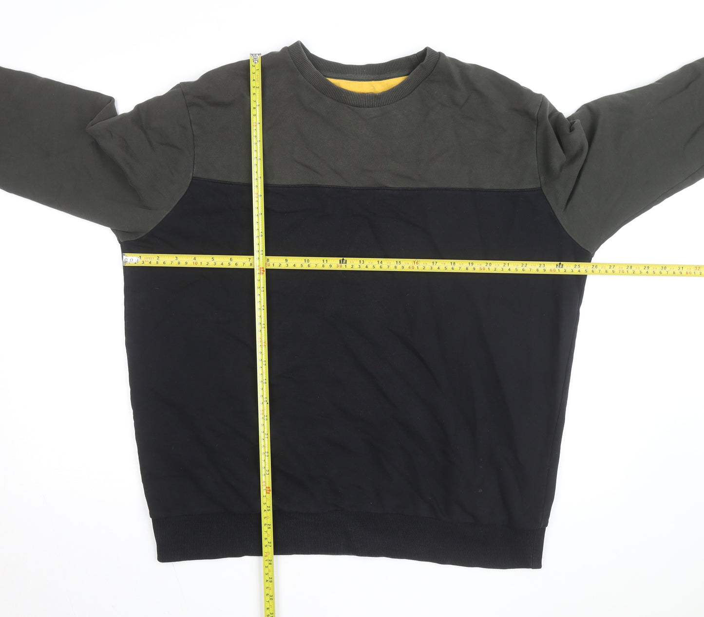 KAFT Mens Green and Black XL Crew Neck Cotton Sweatshirt