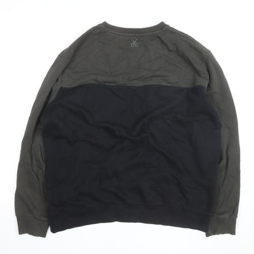 KAFT Mens Green and Black XL Crew Neck Cotton Sweatshirt
