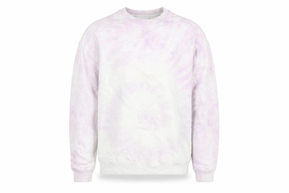 Front view of ASOS DESIGN Men's Pink Tie Dye Crew Neck Sweatshirt XS
