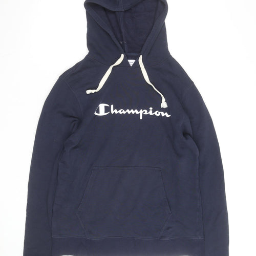 Champion Men's Blue Pullover Hoodie M Logo Fleece Sweatshirt