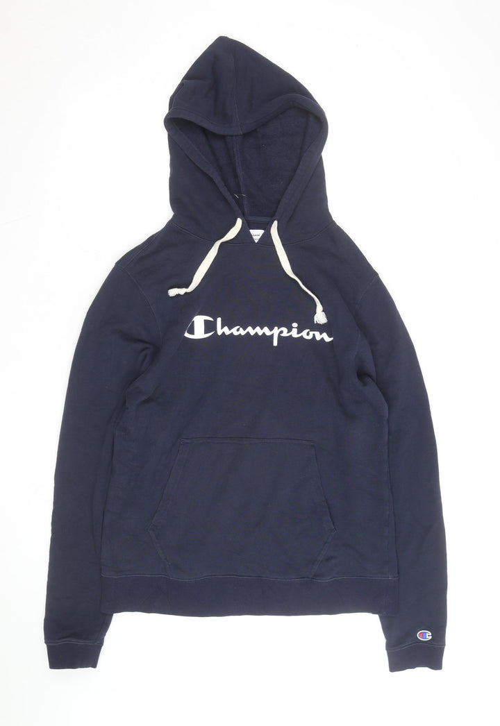 Champion Men's Blue Pullover Hoodie M Logo Fleece Sweatshirt