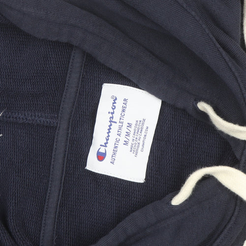 Champion Men's Blue Pullover Hoodie M Logo Fleece Sweatshirt