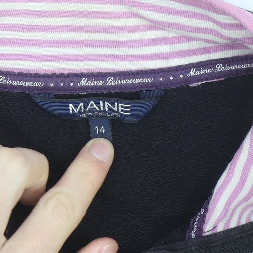 Maine New England Womens Black Track Jacket Size 14 Full Zip Activewear